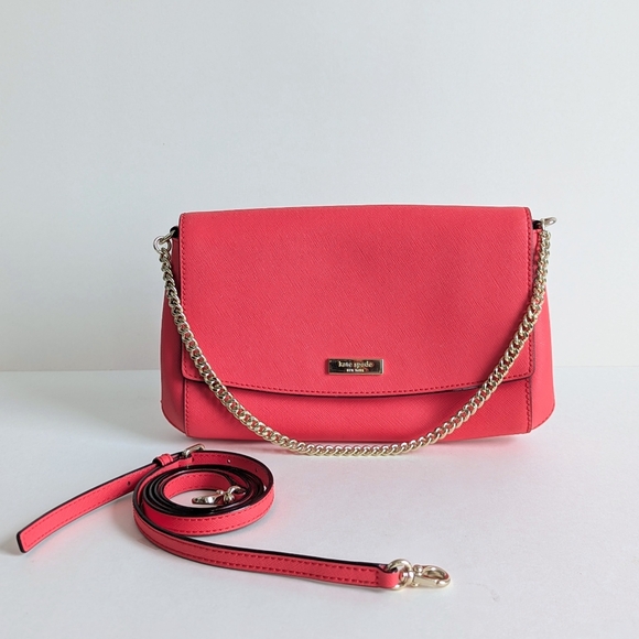 Kate Spade New York Laurel Way Greer Genuine Leather Crossbody Bag Coral Red - Picture 2 of 16